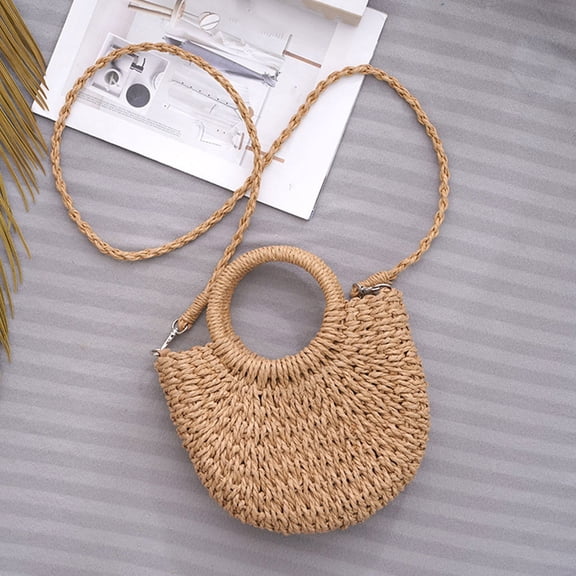 FRCOLOR Woven Shoulder Bag Woven Crossbody Bag Women Beach Bag Woven Purse for Beach