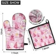 thumbnail image 6 of Pink Christmas Tree Kitchen Oven Mitt and Pot Holder Sets 2 Pcs for Baking, Cooking and Grilling, Heat Resistant Up To 392 °F, 6 of 7