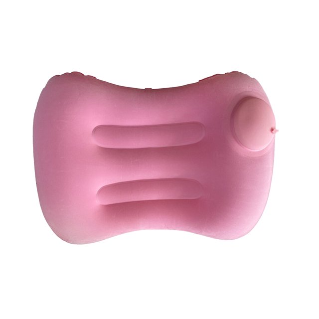 Wosthever Vuelo almohada inflable cuello espalda cintura resto PVC flocado viaje portátil cojín de aire, azul carpas rosado rojo