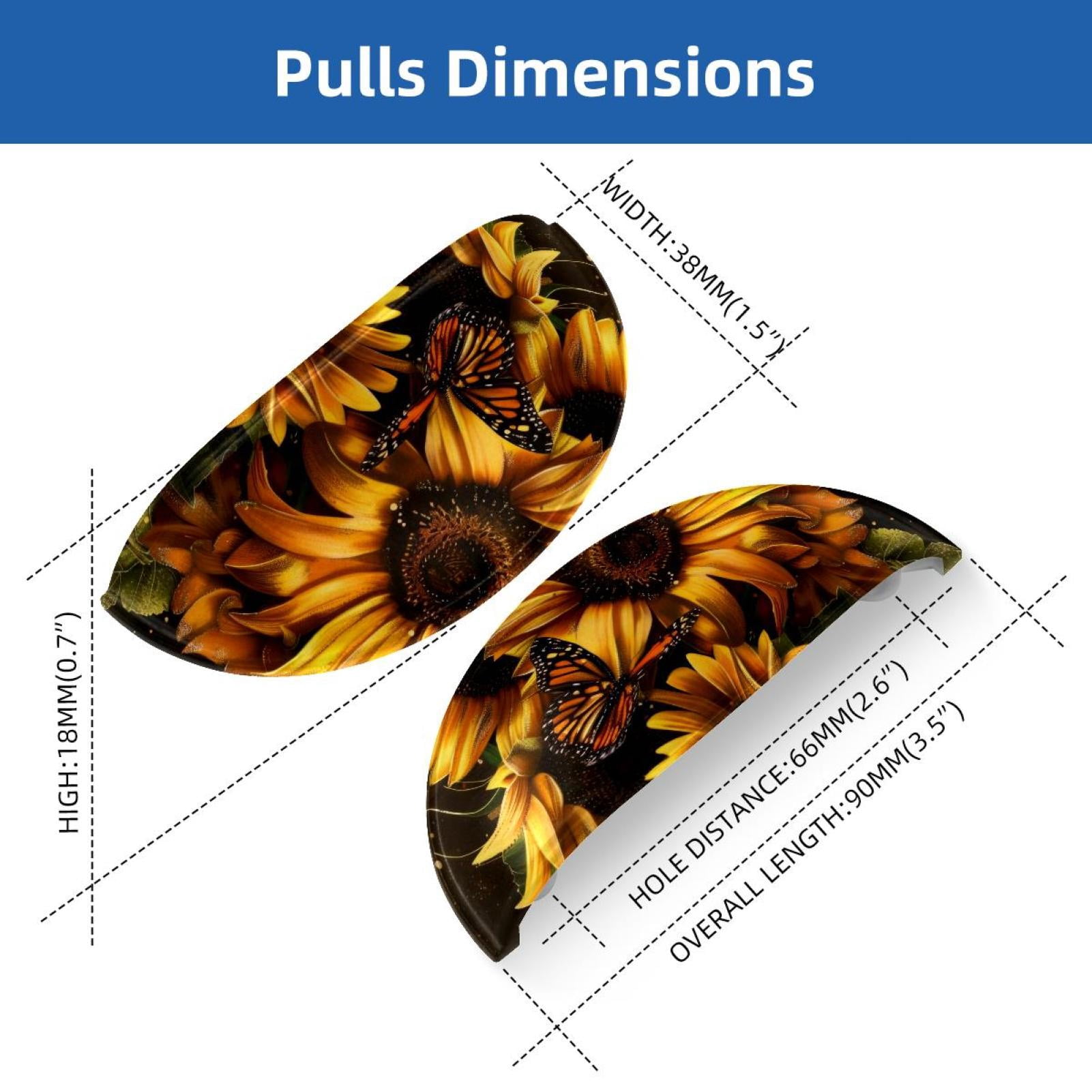 PhooArto 6 Pcs Cup Drawer Pulls, Sunflower Butterflies Shell Shape Handles Cabinet Knobs for Dresser Cupboard Closet Wardrobe with Screws