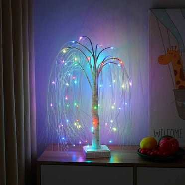 Lighted Willow Tree, 2024 New 60 LED Weeping Willow Tree Multicolor Lights with 16 Modes, Artificial Christmas Tree Light for Indoor Outdoor Home Christmas Decoration