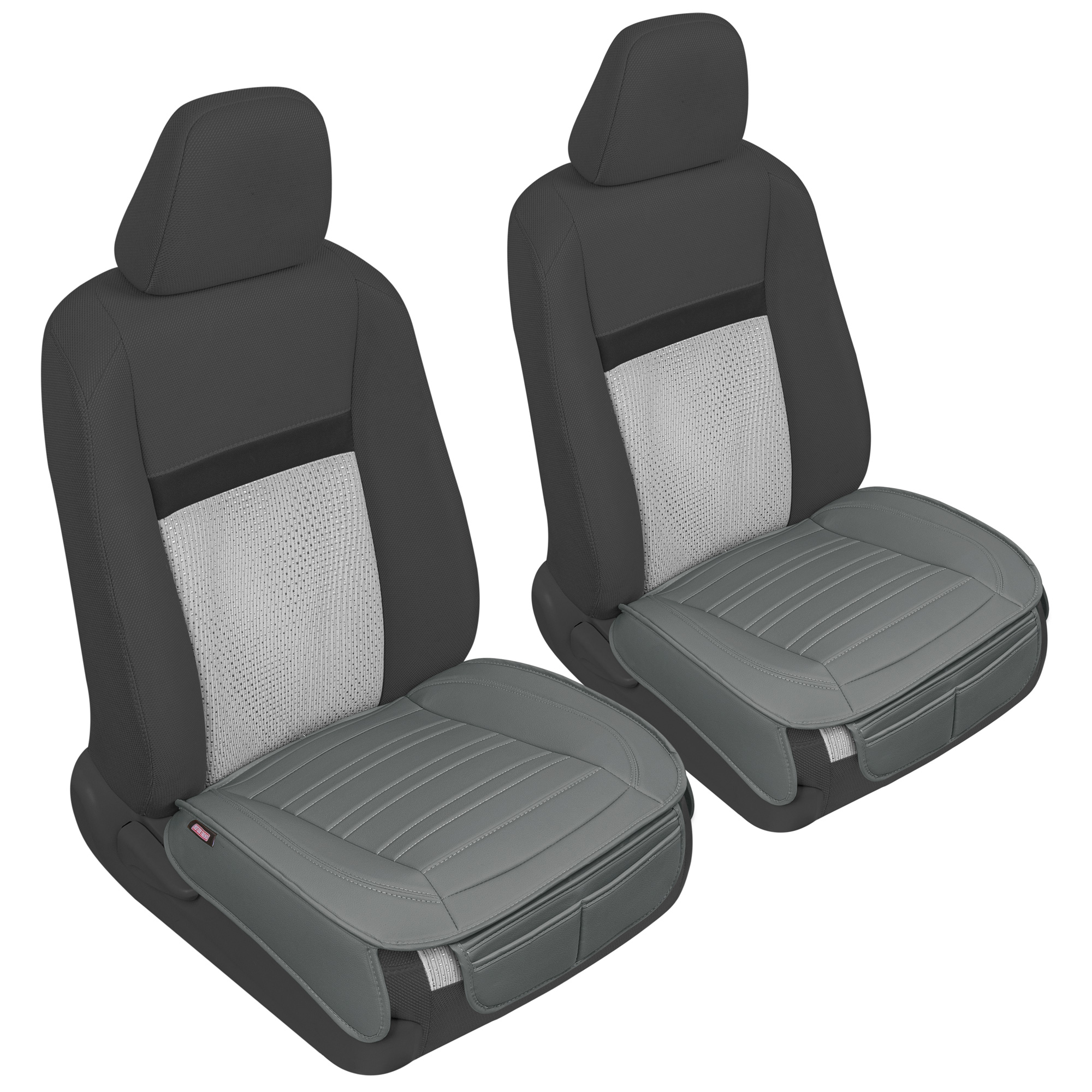 Motor Trend Car Seat Covers for Auto Truck SUV, Gray Faux Leather Front  Seat Covers for Cars, 2-Pack