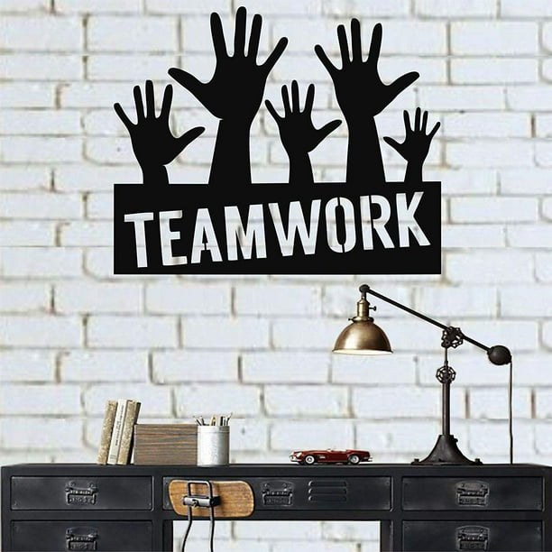 Lamodahome Metal Wall Art Teamwork 3d Wall Silhouette Metal Wall Decor Office Decoration Metal Sculpture Metal Sign Hand Art Team Motivation Decor 24 W X 20 H 60x50cm Walmart Com