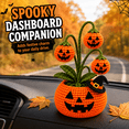 thumbnail image 2 of Crochet Halloween Potted Plant, Handmade Yarn Pumpkin Ghost Decor, 7.87 Inch Spooky Fall Tabletop Decoration for Desk, Shelf, Office, Bedroom and Home, 2 of 7