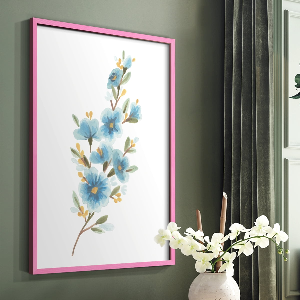 Wildflower Sprig II Framed Print - Solid Wood in Single Picture Frame Solid Wood 2 Framed Print