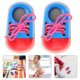 thumbnail image 4 of 2 piezas de juguete de madera para atar zapatos para niños, juguete de aprendizaje temprano para enhebrar, aprender a atarse los cordones, actividad de motricidad fina, juguete educativo., 4 of 7