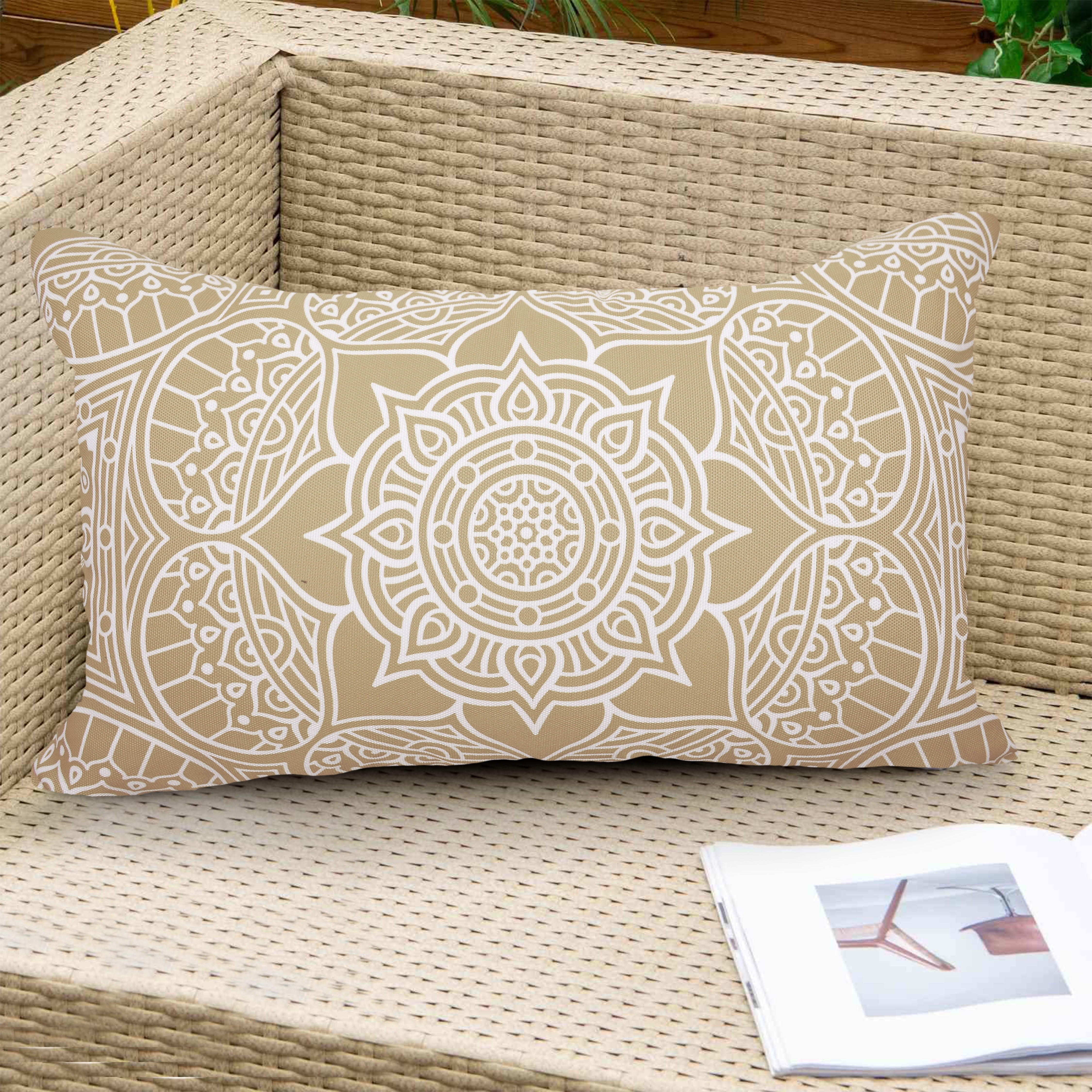 Decorative Indoor Outdoor Weatherproof Throw Pillows Cushions with Inserts – 12x20 Inches