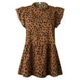 thumbnail image 6 of Women Ruffled Sleeve Button Closure Polka Dots Printed Pleated Shirt,2XL, 6 of 7