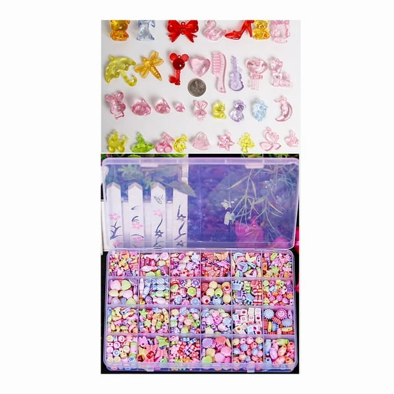 EIMELI Children DIY Bead Set,24 Different Shapes Colorful Beads Box and Small Bags of Jewelry