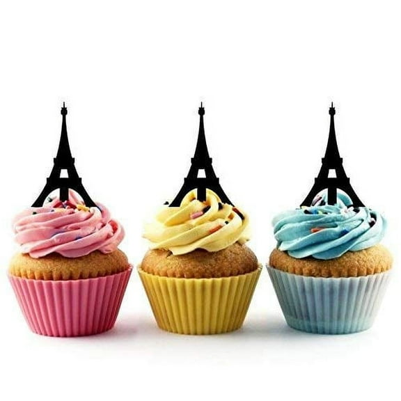Whimsical Practicality's Eiffel Tower Silhouette Acrylic Cupcake Toppers 12 pcs
