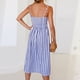 thumbnail image 5 of Vestido midi elegante con cuello en V para mujer Vestido largo de verano a rayas de corte holgado Traje diario FLhrweasw Nuevo, 5 of 9