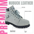 thumbnail image 6 of Steel Toe Boots for Women - Light Gray - 9.5M | Waterproof Women's Fusion Work Boots | Leather Work Boots | Rugged Goodyear Welt Construction | Oil Resistant Outsoles & Cushioned Insoles, 6 of 7