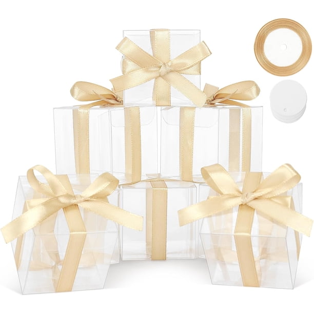 Cajas Transparentes para Regalos, Cajas de Regalo Transparente Material PET Cajas de Regalo para Fiestas Pequeñas Cajas de Regalo de Plástico con Tapa, Cajas de Caramelo para Regalos de Boda
