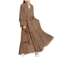 thumbnail image 3 of Wiyuqeen Muslim Chiffon Abaya for Girls Open Front Cardigan Modest Dress 3 Layers Ruffle Cut Middle East Arabian Robe 5-14Y, 3 of 9