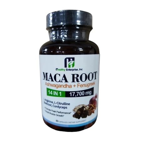 14-in-1 Max Potency Maca Root Supplement, 17700mg Blend with Horny Goat Weed, Tongkat Ali, Ginkgo Biloba & Tribulus Terrestris - Energy & Stamina Booster for Men & Women