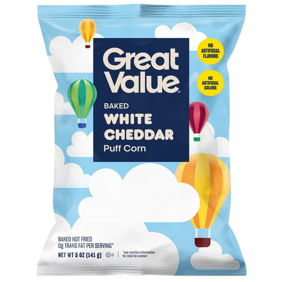 Great Value Baked White Cheddar Puff Corn, 5 oz Bag