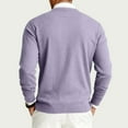 thumbnail image 4 of Dwelliawo Mens Crewneck Sweaters Casual Knitted Dress Lightweight Sweater Ribbed Crewneck Sweaters Relax Fit Pullover Sweater Pullover Sweaters Clearance Light Purple L, 4 of 7