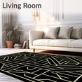 thumbnail image 2 of ODIKA 4'x6' Machine Washable Non-Slip Area Rug, Modernist Mosaic with Fragmented Tile and Metallic Edges High Traffic Rug, Black, 548320, 2 of 7