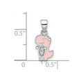 thumbnail image 2 of 925 Sterling Silver Rhodium Plated Enamel Cubic Zirconia Dinosaur Mini Pendant Necklace 16.75x7mm Wide 1.5mm Thick Penda, 2 of 2