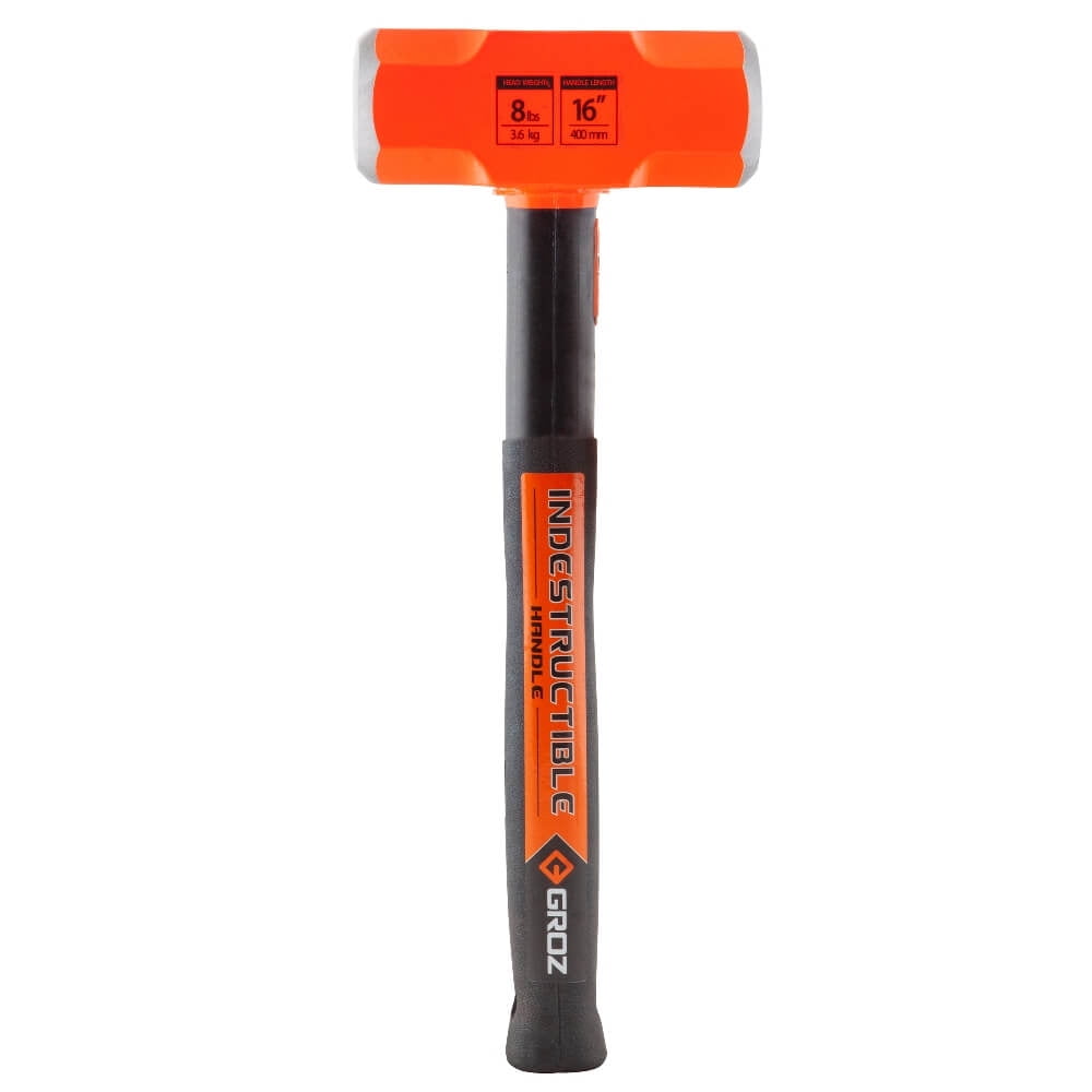 Groz 8 lb Steel Head, 16" Indestructible Handle Sledge Hammer
