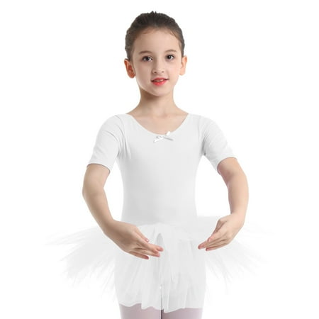 

inhzoy Toddler Girls Tutu Dress Ballet Dance Leotard Short Sleeves Tulle Dress Bodysuit