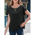 thumbnail image 2 of Womens Boat Neck T-Shirts Cap Sleeve Tops Summer Casual Loose Fit Basic Tees, 2 of 6
