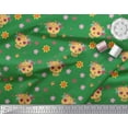 thumbnail image 3 of Soimoi Green Japan Crepe Satin Fabric Floral & Tribal Skull Decor Fabric Printed Yard 42 Inch Wide, 3 of 3