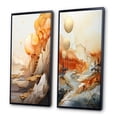 thumbnail image 3 of Designart "Abstract Mountain Landscape Illuminated by Full Moon I" Abstract Landscape Framed Wall Art Set Of 2 - Modern Gold Framed Canvas Set For Living Room Decor, 3 of 6