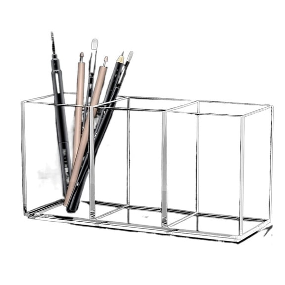 Acrylic Makeup Brush Organizer, Vanity Cosmetic Storage for Lipstick & Brushes, Luxury Desktop Decor