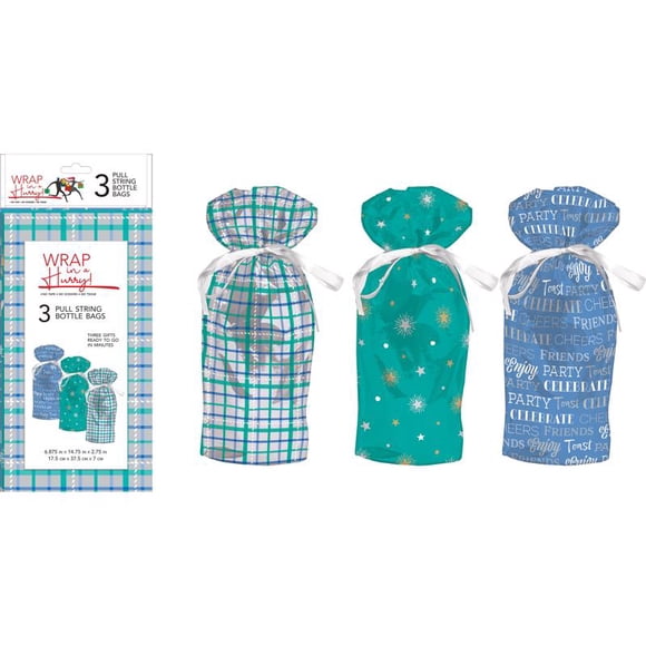 Drawstring Gift Bag Paper Images Assorted All Occasion (6pk)