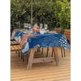 thumbnail image 3 of Outdoor Tablecloth with Umbrella Hole for Patio/Picnic/Party/Camping, Orange Navy Blue Coral Waterproof Table Cloth Rectangle Table Cover Washable, Summer Beach Coastal Ocean Starfish (54"x 80"), 3 of 8