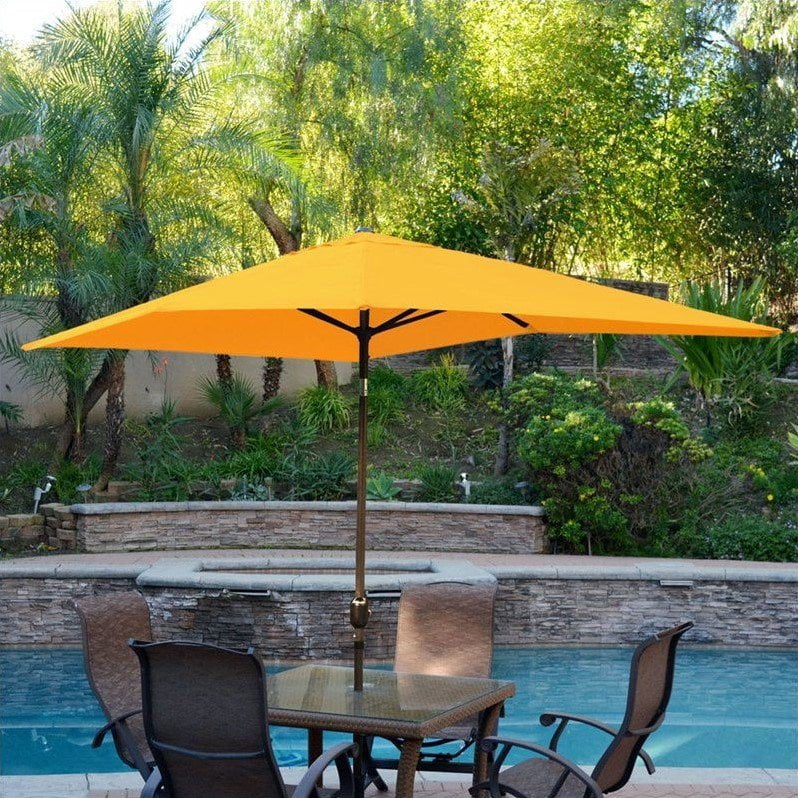 Jeco 6 5 X 10 Aluminum Patio Market Umbrella Tilt With Crank In Yellow Fabric Champagne Pole Walmart Com Walmart Com