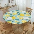 thumbnail image 4 of muroi Seamless Lemon Citrus Fruit Fitted Round Tablecloth Waterproof Table Cloth with Elastic Edge Wipe Clean Table Cover for Indoor Outdoor Fits 45"-50", Medium, 4 of 6