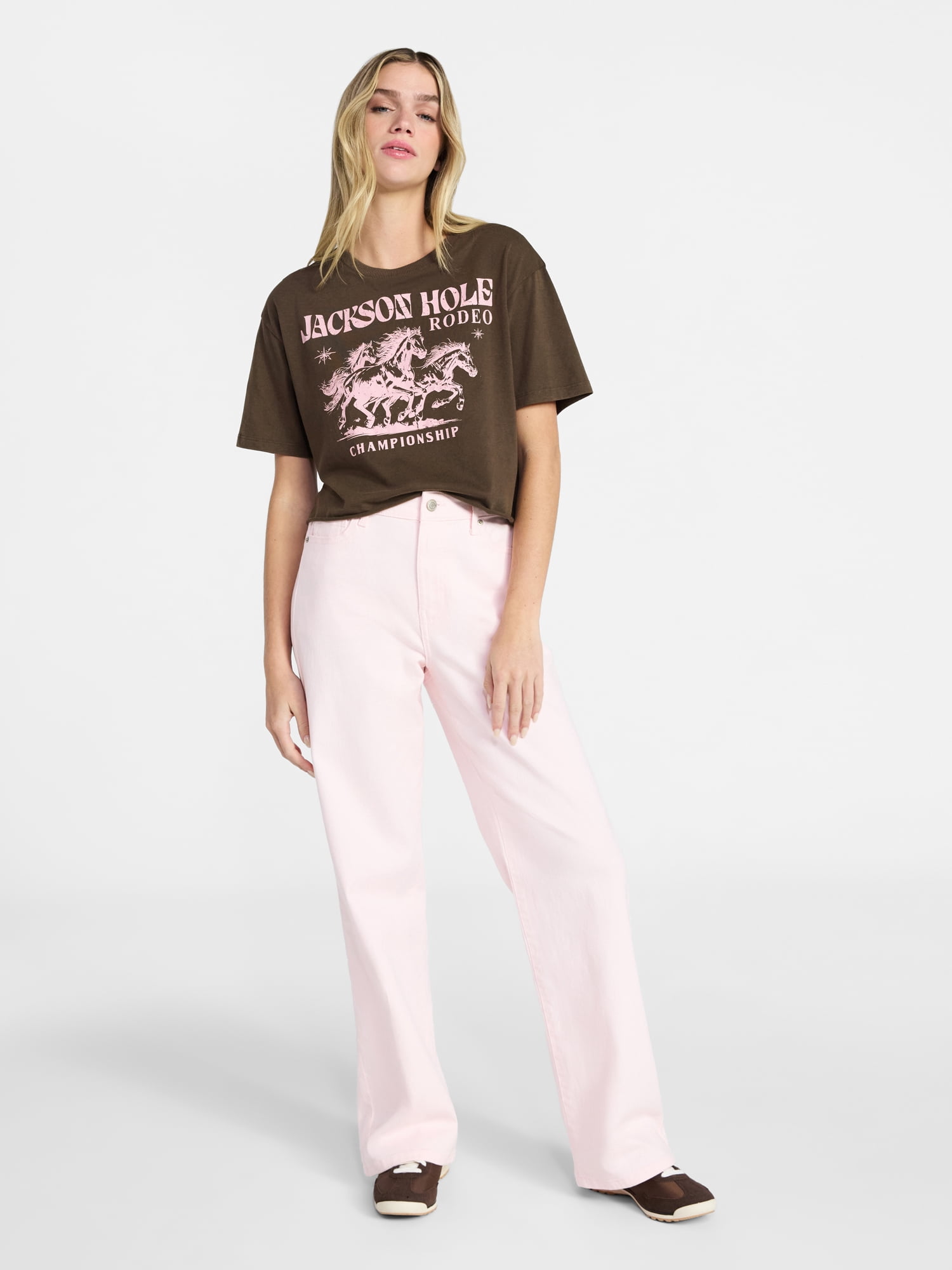 No Boundaries Boxy Cropped Graphic Tee, Women's XXS-XXL