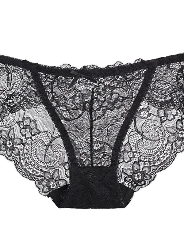 Details about   Womens Lace Hollow Out Back Bowknot Low-Rise Panty Seamless Briefs Underwear 