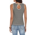 thumbnail image 5 of COCCKO Tank Top for Women 2026 Summer High Neck Sleeveless Striped Shirt Button Hollow Back Fitted Knit Camisole Tops, 5 of 6