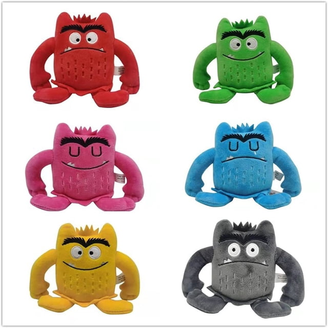 Juego de 6 piezas de peluches de monstruos coloridos, muñecos de peluche para bebés, juguetes relajantes para el estado de ánimo, regalos de Navidad para niños, 16 cm