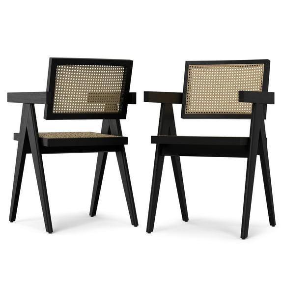 Simpli Home Regina Dining Armchair (Set of 2) in Black