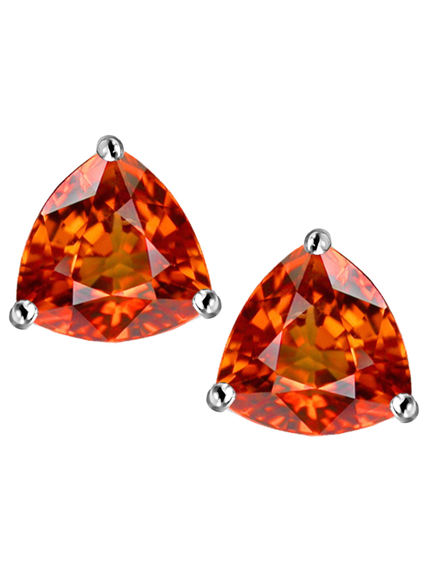 Star K Trillion 7mm Simulated Orange Mexican Fire Opal Earrings Star K Trillion 7mm Simulated Orange Mexican Fire Opal Earrings Studs In Sterling Silver