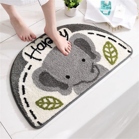 Herrnalise Cute Bathroom Rug,Funny Half Round Bath Decor Mat for Boys Girls Room,Soft Cozy Water Absorbent Non Slip Mat,Plush Fluffy Microfiber Bath Floor Mat for Bedroom Toilet 16x24 inch