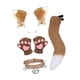 thumbnail image 1 of Conjunto de guantes y collar con orejas y cola de zorro para fiestas temáticas de animales, cumpleaños y carnaval. Marrón, 1 of 9