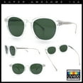 thumbnail image 2 of Mens Gentleman Hipster Horn Rim Keyhole Plastic Round Sunglasses Clear Silver - Green, 2 of 7
