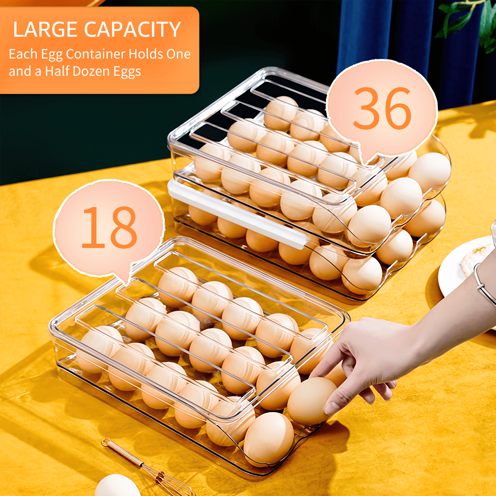Dropship Egg Container Holder For Refrigerator Double Layer Egg Storage Box  With Lid Automatic Rolling Egg Box Organizer Bin Tray Rack 36 Eggs to Sell  Online at a Lower Price