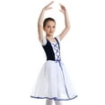 thumbnail image 2 of TSSOE Lyrical Dance Dress for Girls Floral Lace Velvet Ballet Leoatrd Tutu Skirts Ballerina Stage Costume Navy Blue 5-6, 2 of 7