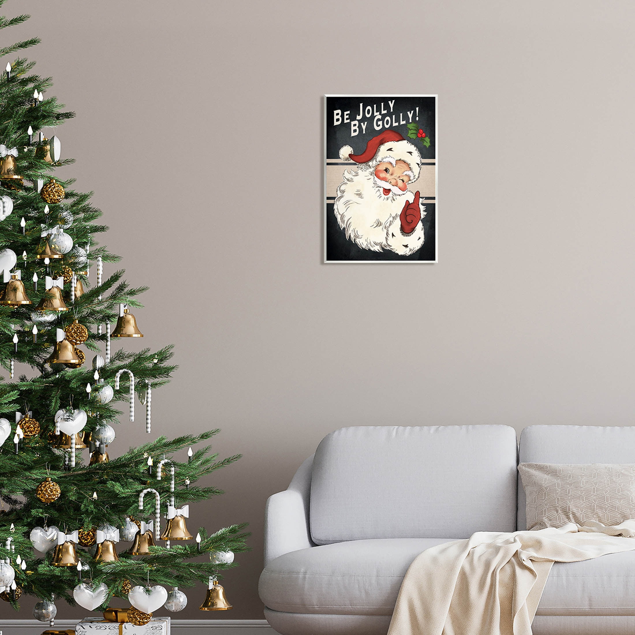 Be Jolly By Golly Vintage Christmas Santa Holiday Graphic Art Unframed Art Print Wall Art