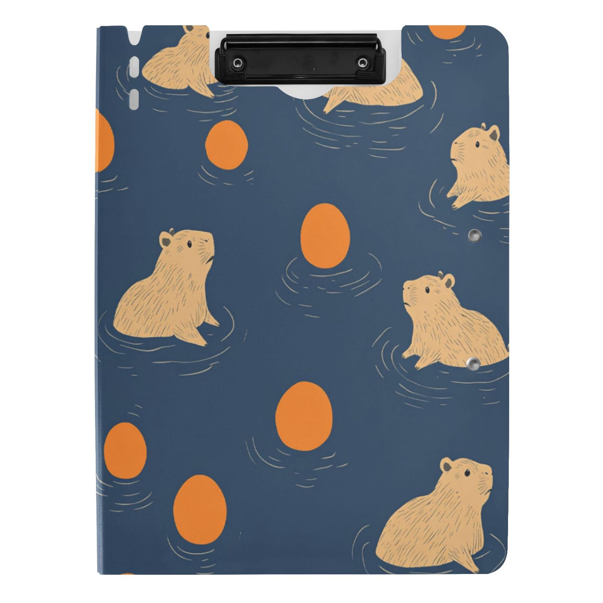 FORMRS A4 Clipboard Folder with Pen Holder Horizontal Foldable School Office Binder, Blue Capybaras