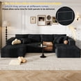 thumbnail image 3 of 137 inch U-Shaped Sectional Sofa, Cloud-Like Big Modular Couch with Chaise, No Assembly Required, High Density Foam Never Sags, Soft Corduroy Fabric Sofa for Large Space, (Black), 3 of 13