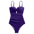 thumbnail image 4 of HJYCHN One-Piece Swimsuit for Women Solid Color Push Up Swimsuit and Stylish for Women's Swimwear Bathing Suit for Women Purple L, 4 of 4