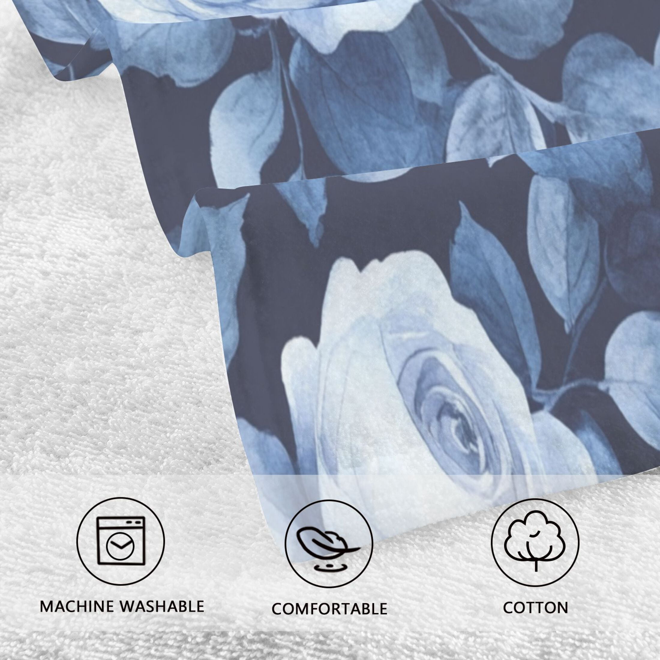 Cotton Towel Two-Piece 16x28 Inch One Sizex2 Face Towel Set Towel Set Cotton Hand Bath Towel Bathroom Beach Teal Roses