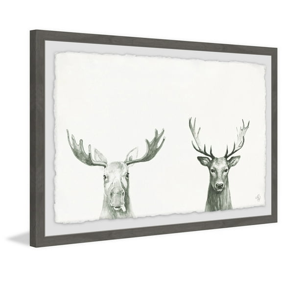 Antler Pair Framed Painting Print